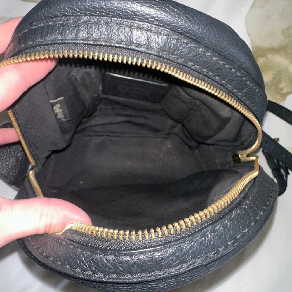 Coach Black Leather Backpack with Gold Details